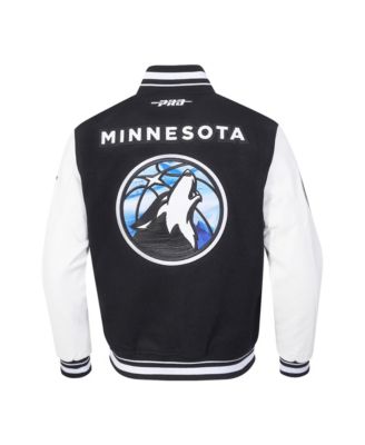 Мужская черная спортивная куртка Minnesota Timberwolves 2024/25 City Edition Pro Standard из шерсти на молнии с аппликацией из синели.