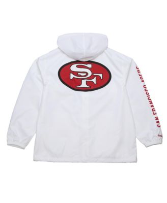 Мужская белая куртка с капюшоном Mitchell & Ness San Francisco 49ers с винтажным логотипом Coachs, застегивающаяся на все пуговицы