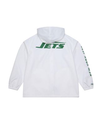 Мужская белая куртка-толстовка Mitchell & Ness с винтажным логотипом New York Jets Coachs на молнии с капюшоном