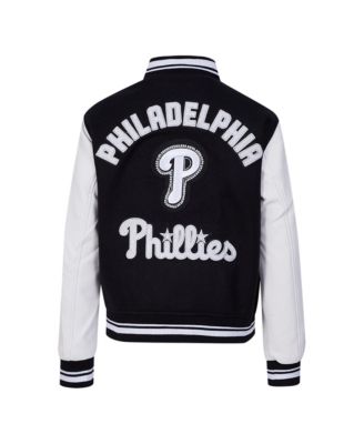 Женская университетская куртка Pro Standard из черной шерсти Philadelphia Phillies Rib с застежкой-молнией на всю длину