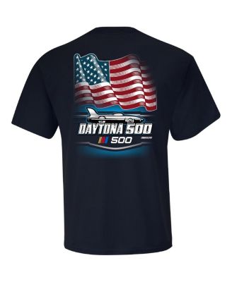 Checkered Flag Sports Mens Navy Daytona International Speedway 2025 Daytona 500 American Flag T-Shirt 5290₽