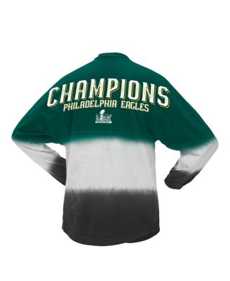 Женская футболка с длинным рукавом Fanatics Midnight Green Philadelphia Eagles Super Bowl LIX Champions из джерси с горизонтальным эффектом омбре Spirit Jersey