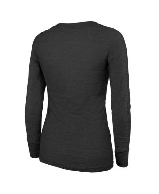 Величественная женская черная футболка Philadelphia Eagles Super Bowl LIX Champions Highlight Tri-Blend с круглым вырезом и длинным рукавом от Majestic