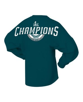 Женская футболка с длинным рукавом из джерси Spirit на шнуровке Fanatics Midnight Green Philadelphia Eagles Super Bowl LIX Champions