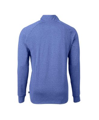 Мужская толстовка-пуловер Cutter & Buck Heather Royal New York Mets Adapt из эко-трикотажа стрейч с застежкой на четверть молнии