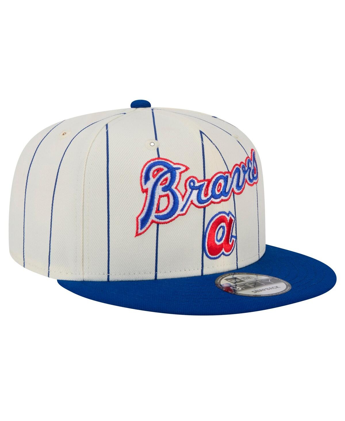 NEW ERA MEN'S WHITE ATLANTA BRAVES JERSEY PINSTRIPE 9FIFTY SNAPBACK HAT 