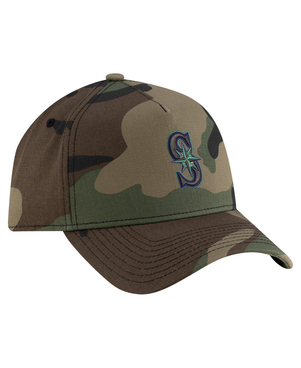 New Era Men's Camo Seattle Mariners Woodland Team Pop 9forty A-frame Adjustable Hat In Camo