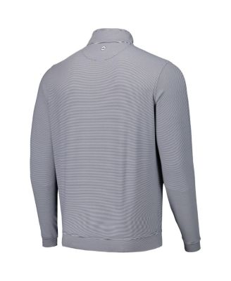 Мужской темно-синий топ Peter Millar Boston Red Sox Perth Sugar Stripe Performance с застежкой-молнией на четверти