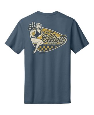 Мужская синяя футболка Chase Elliott Tri-Blend Pinup из коллекции Hendrick Motorsports Team Collection