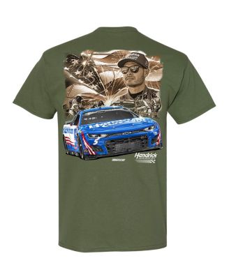 Мужская футболка Olive Kyle Larson из коллекции Hendrick Motorsports Team Collection HendrickCars.com Футболка с изображением военной машины