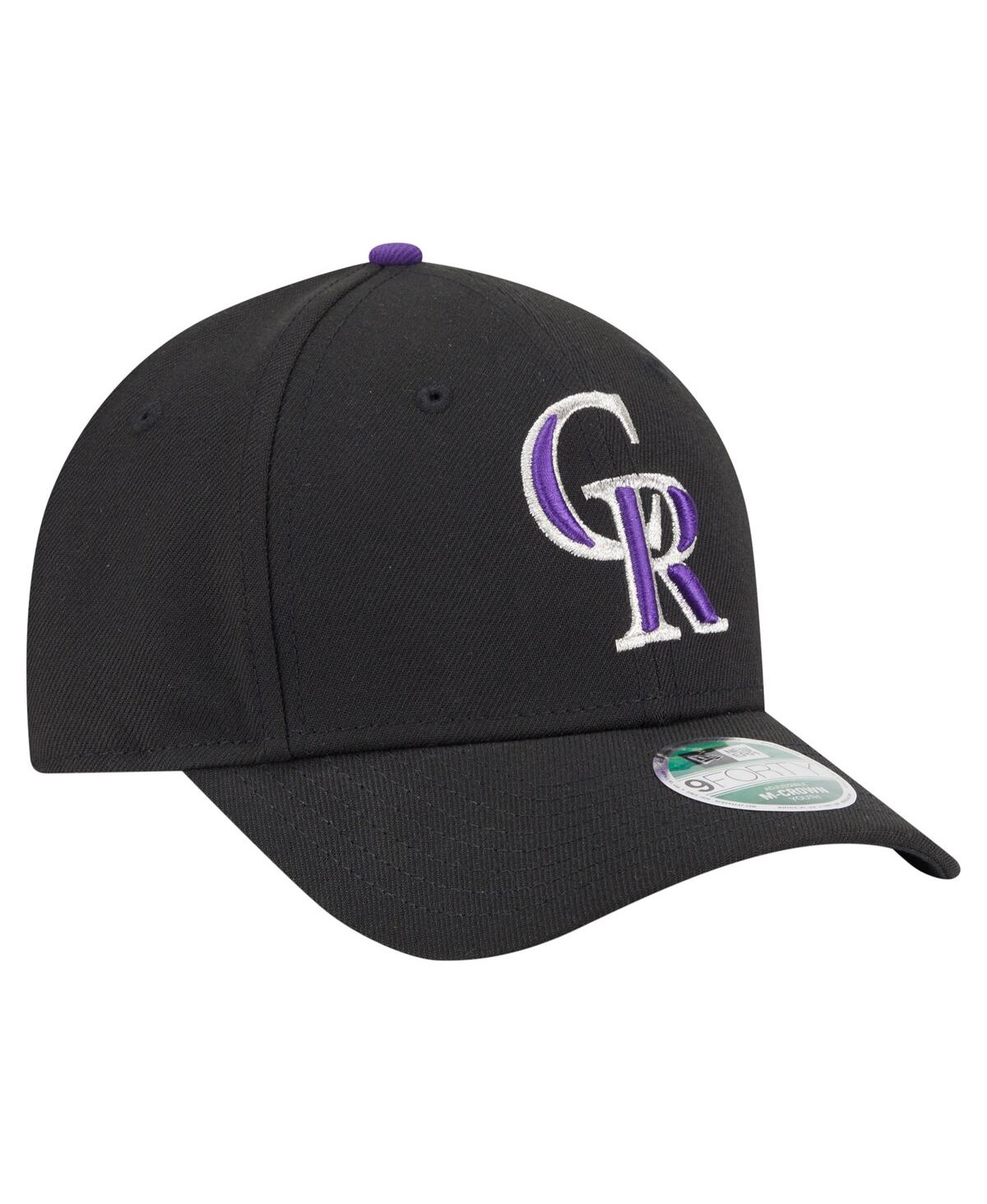 New Era Big Boys And Girls Black Colorado Rockies Player Replica 9forty Adjustable Hat In Black