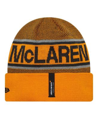 Мужская оранжевая вязаная шапка McLaren F1 Team с манжетами New Era