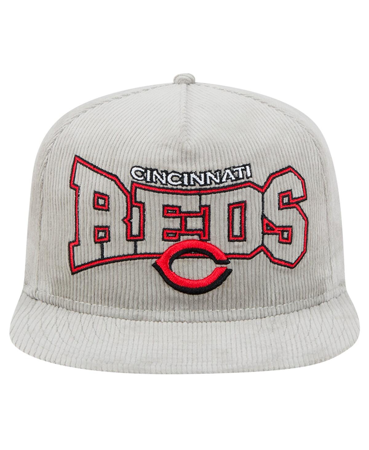 NEW ERA MEN'S GRAY CINCINNATI REDS CORDUROY GOLFER SNAPBACK HAT 