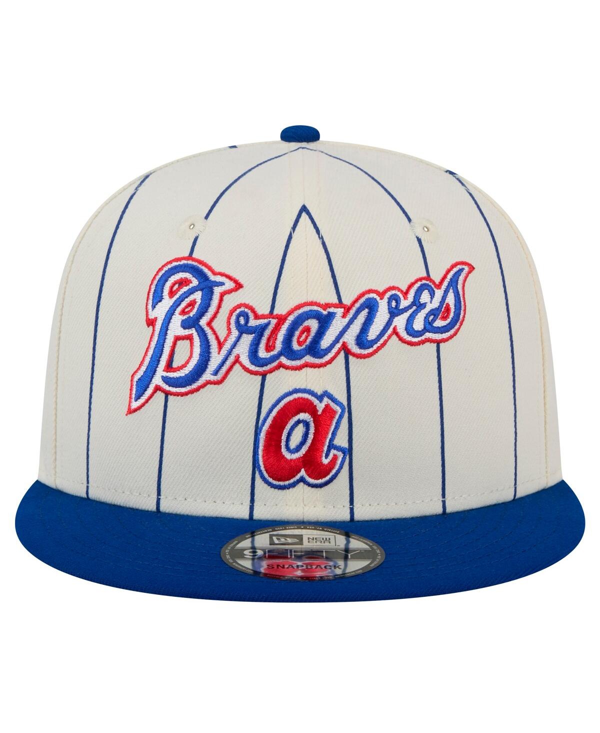 NEW ERA MEN'S WHITE ATLANTA BRAVES JERSEY PINSTRIPE 9FIFTY SNAPBACK HAT 