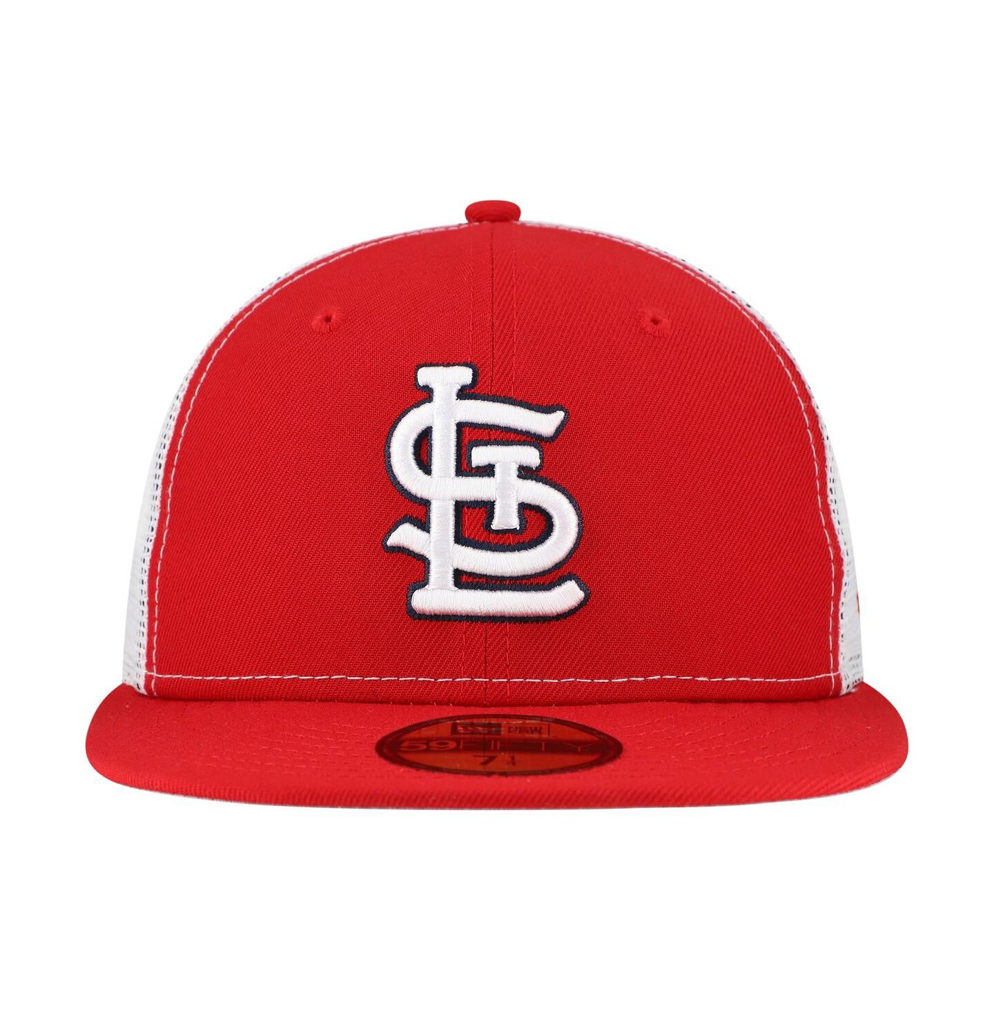 Мужская кепка New Era Red St. Louis Cardinals Team Color 59FIFTY Trucker Fitted Hat — фото 5