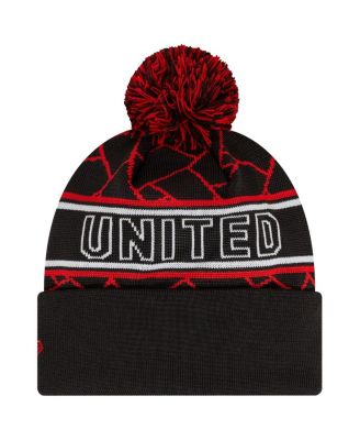 Мужская вязаная шапка New Era Sport черного цвета с манжетами и помпоном от Manchester United