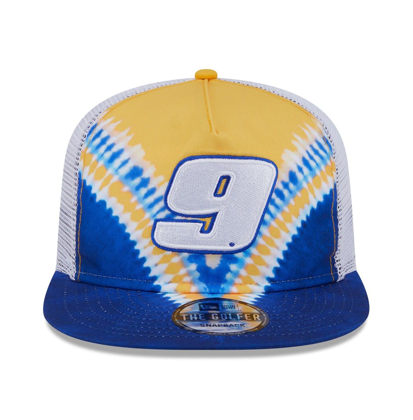 Мужская кепка New Era Blue Chase Elliott Golfer Tie-Dye Snapback Hat — фото 3