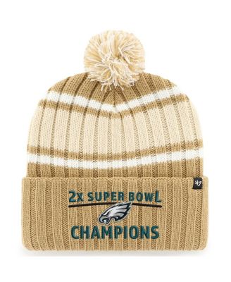 '47 Brand - Men's Khaki Philadelphia Eagles Two-Time Super Bowl Champions Plateau Cuffed Knit with Pom