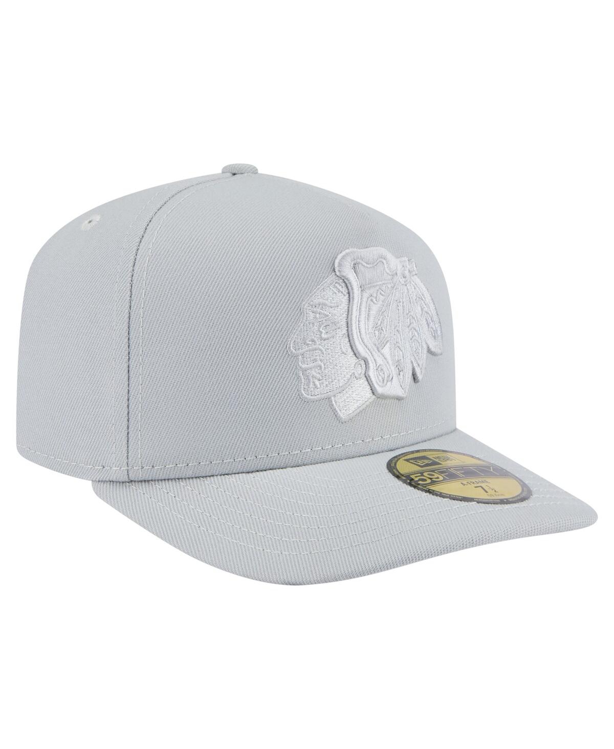 New Era Men's Gray Chicago Blackhawks Color Pack A-frame 59fifty Fitted Hat In Gray