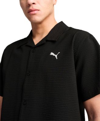 Men's Regular-Fit Button-Down Seersucker Camp Shirt 