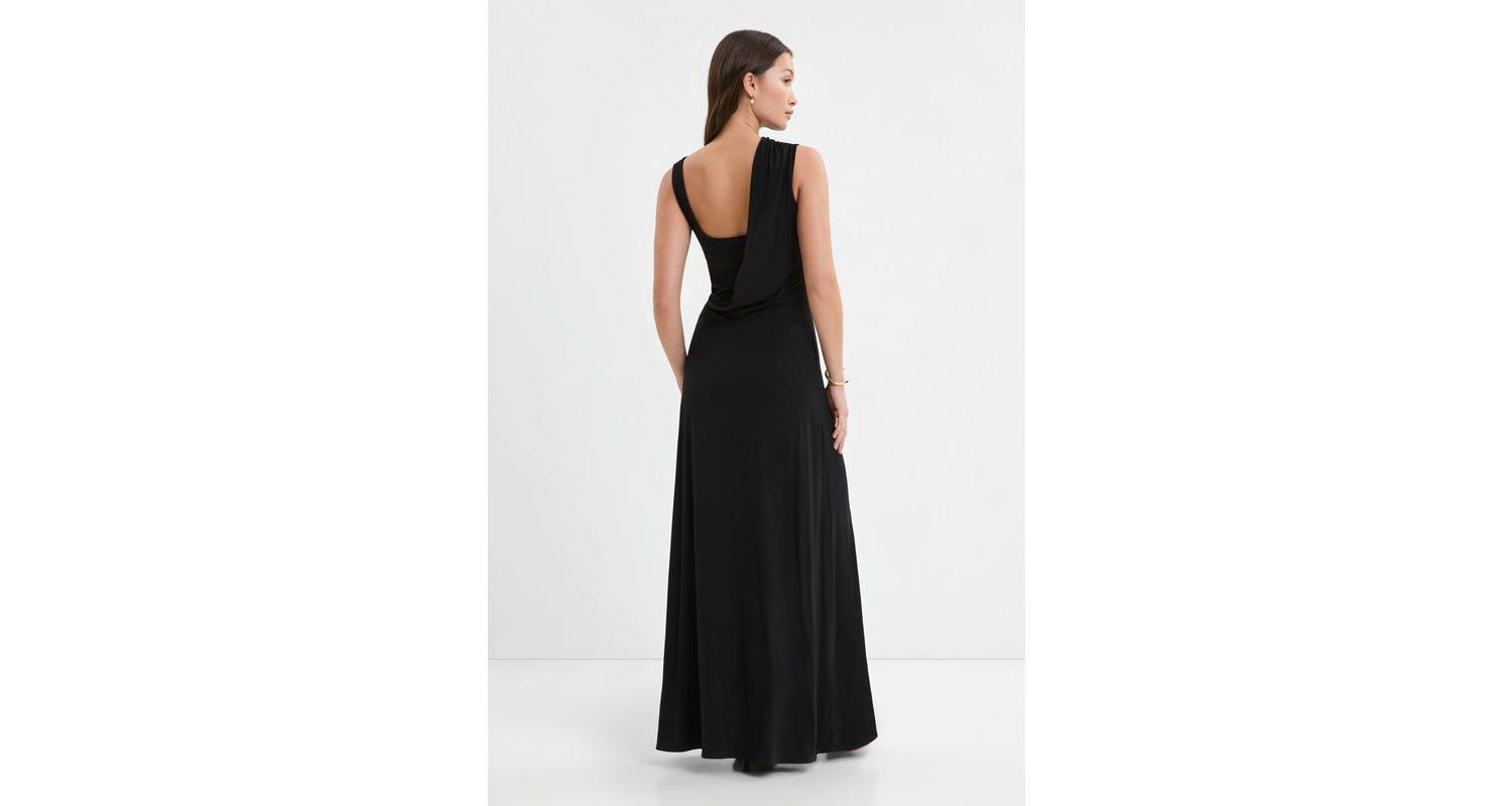 Women's Laurel Sleeveless Asymmetric-Strap A-Line Jersey Dress