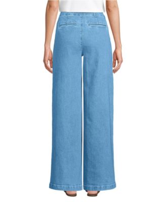 Женские брюки Mariner Panel из мягкого денима с высокой посадкой и очень широкими штанинами от Lands' End