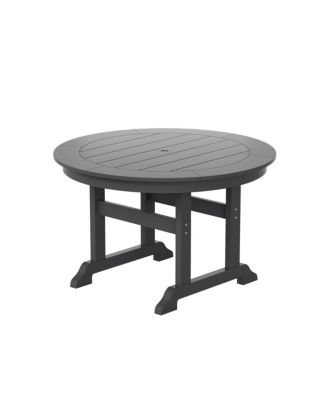 5-Piece HDPE Round Patio Dining Table Set with Foldable Chairs