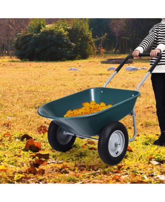 2-Tire Wheelbarrow Garden Cart Heavy-Duty Utility Dolly for Landscaping & Yard Work