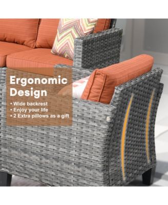 Patio Furniture Set 7 Piece High Back Sofa Outdoor Conversation Sets All Weather Wicker Rattan Sectional Sofa Set Couch and Chairs Garden Backyard Porch