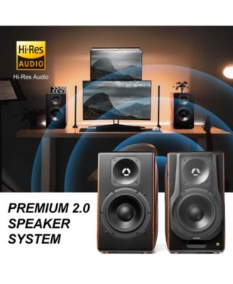 Bluetooth Active Speakers, Wireless Powered Bookshelf Speakers with Aluminum Drivers & Hi-Res Audio - Pair