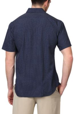 Men's Navy Geo Printed Performance Short Sleeve Shirt