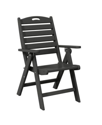 5-Piece HDPE Square Patio Dining Table Set with Foldable Chairs