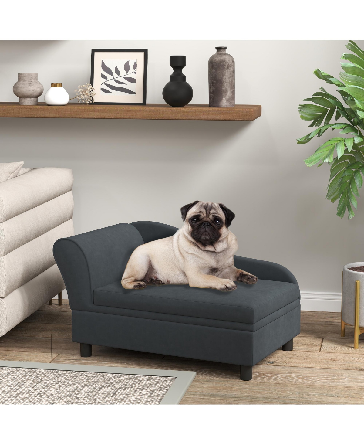PawHut Luxury Small Dog Bed Couch W/ Storage, Little Sofa