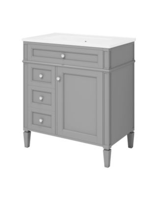 30" Modern Bathroom Vanity Single Sink, 2 Drawers, Tip-out