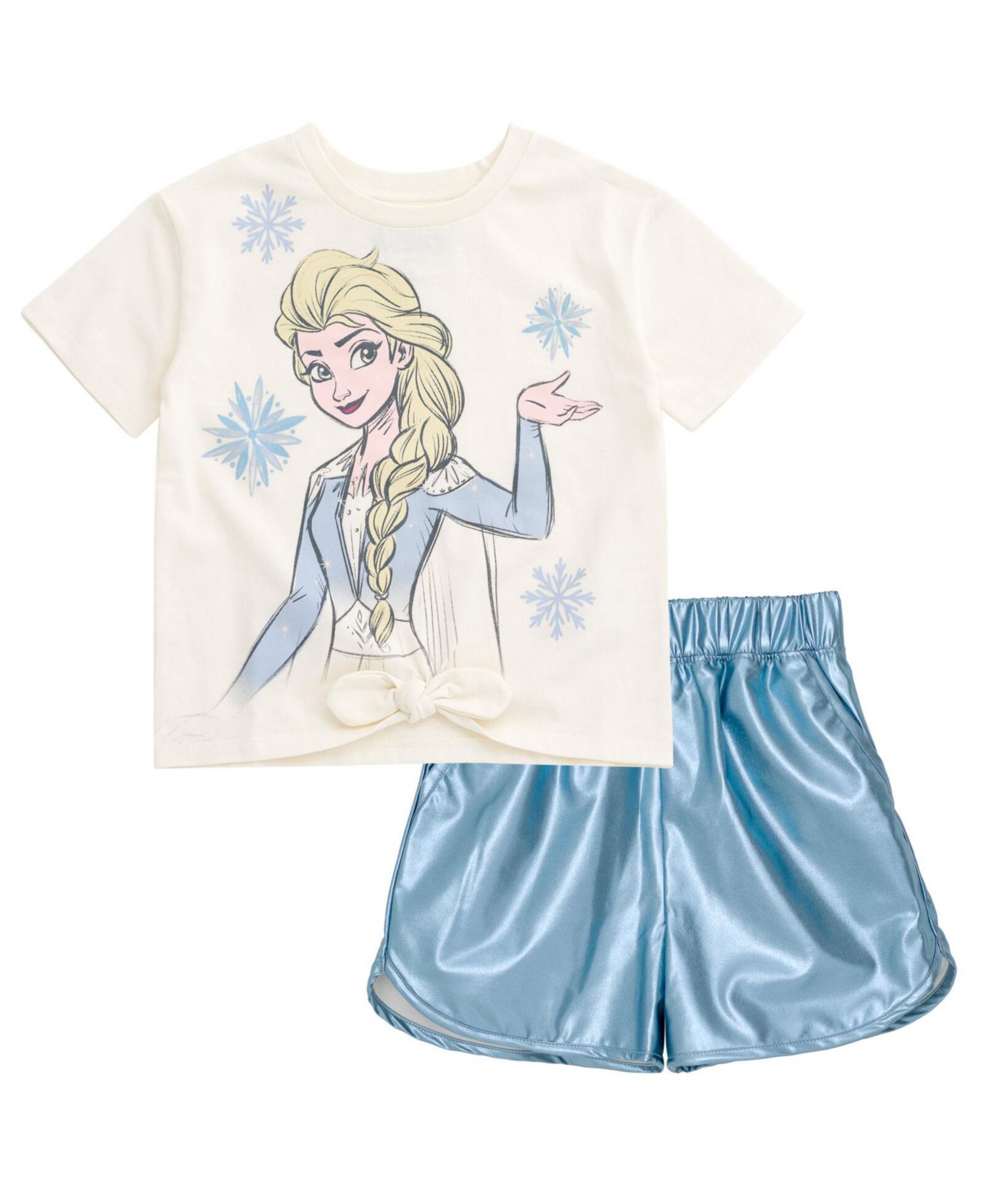 Little Girls Disney Queen Elsa T-Shirt and Shorts Outfit Set