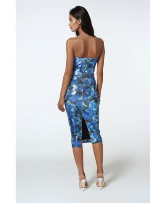 Женское миди-платье Bebe с блестками и без бретелек