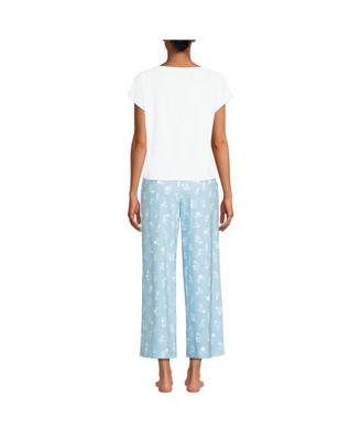 Пижамный комплект Lands'End Petite Knit из 2 предметов - футболка с коротким рукавом и укороченные брюки