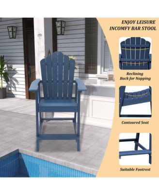 Tall Adirondack Chair Patio Chairs Adirondack Barstools Outdoor Chairs Outdoor Furniture Balcony Chairs for Backyard Garden Patio, Blue