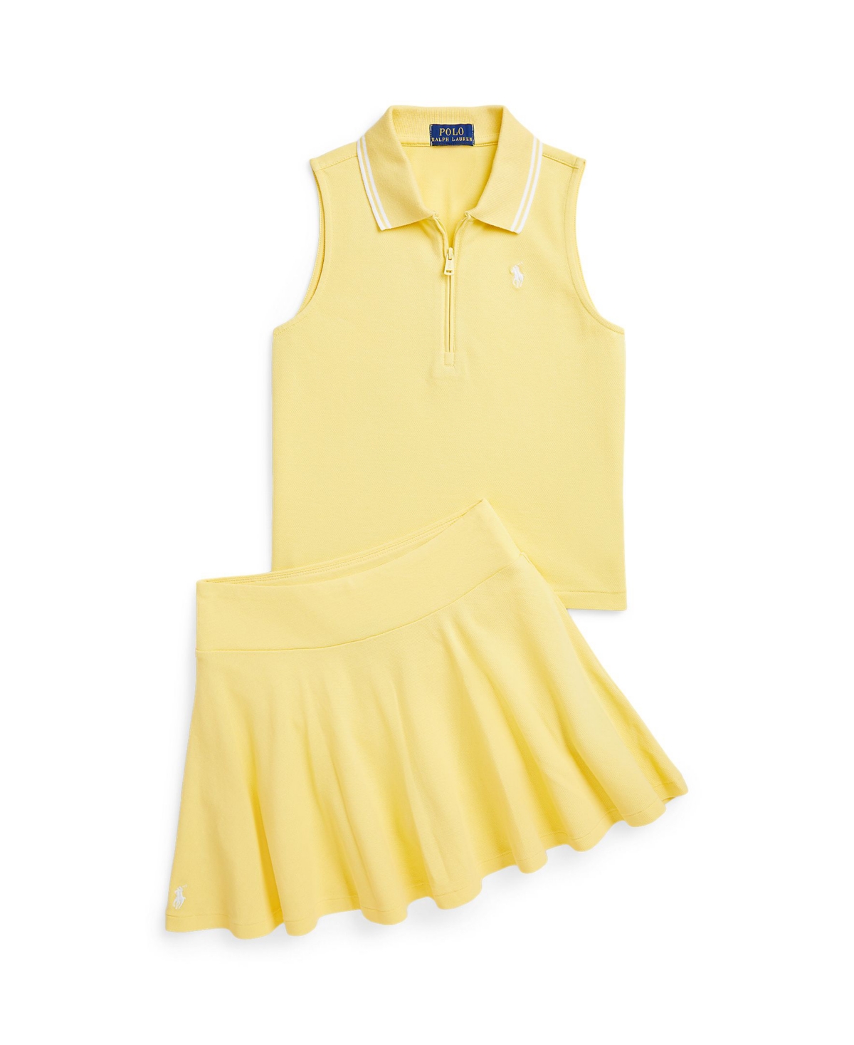 Polo Ralph Lauren Toddler And Little Girls Stretch Mesh Skort In Resort Gold,white