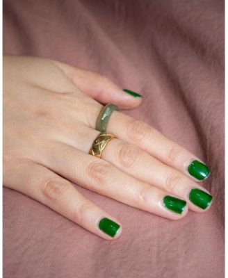 Dia — Structured green jade ring
