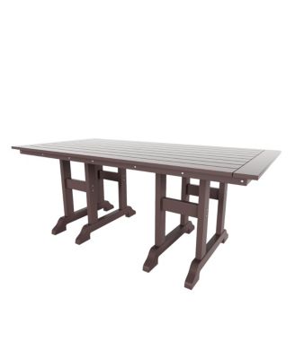 6-Piece HDPE Rectangular Patio Dining Table Set with Foldable Chairs and Patio Bench