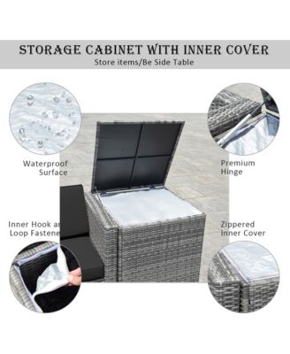 8 Piece Rattan Outdoor Patio Sofa Sectional Conversation Furniture Set w/ Cushions & Coffee Table