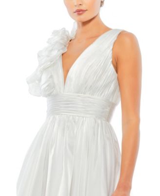 Women's Ruffle V Neck Fit & Flare Mini Dress