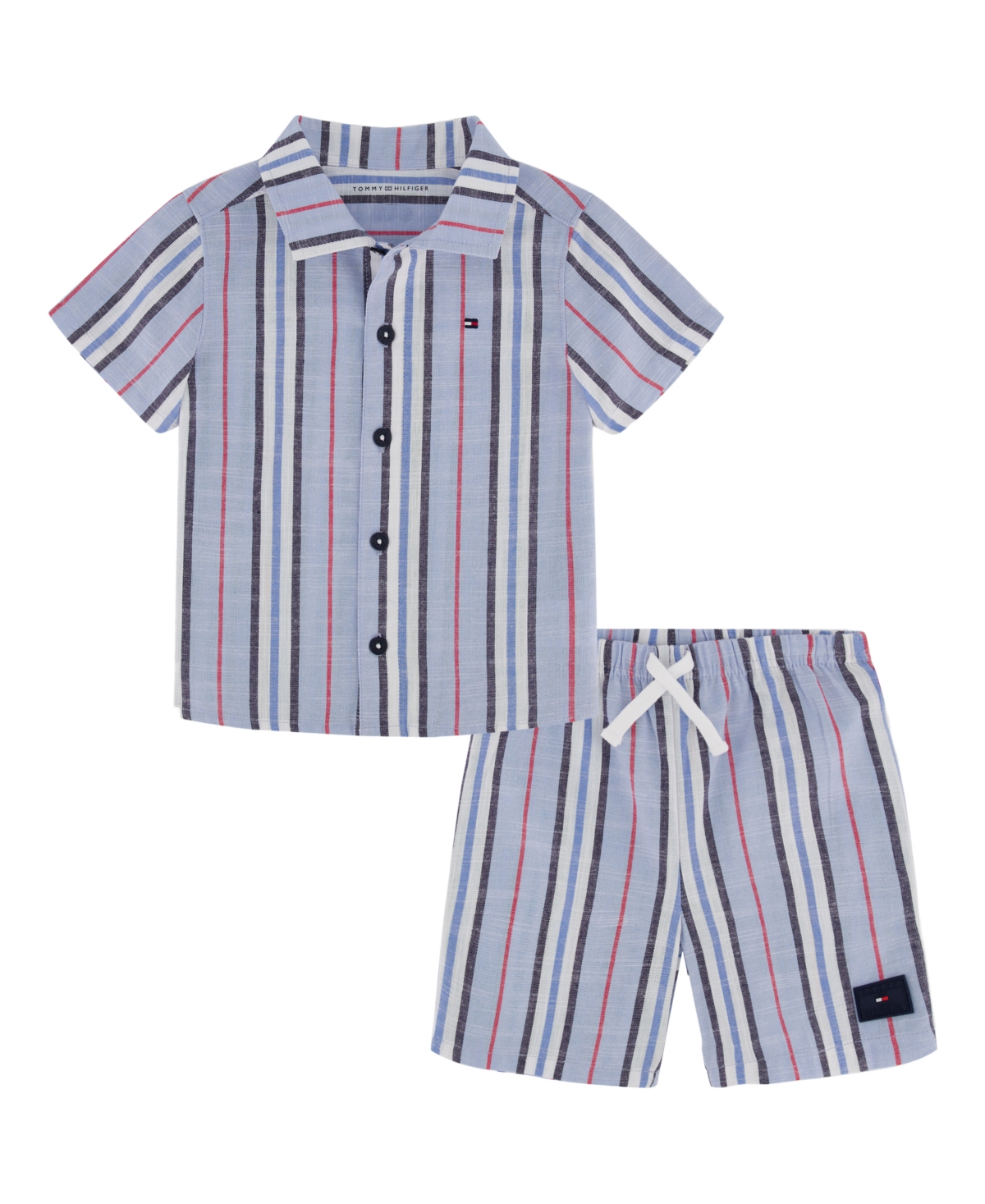Tommy Hilfiger Baby Boys 2-piece Striped Gauze Cabana Shirt And Shorts Set