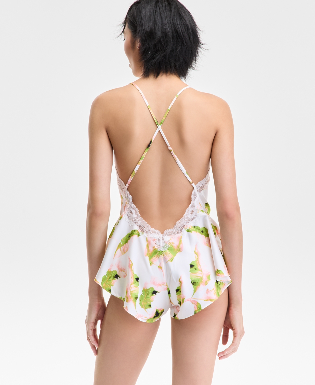 Macy's I.n.c. International Concepts Women's Lace-trim Satin Flutter Romper, Exclusively At