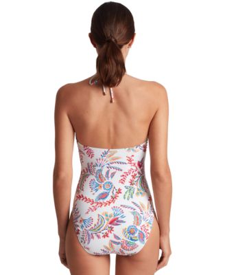 Женский цельный купальник-бандо с принтом и вырезом от Lauren Ralph Lauren