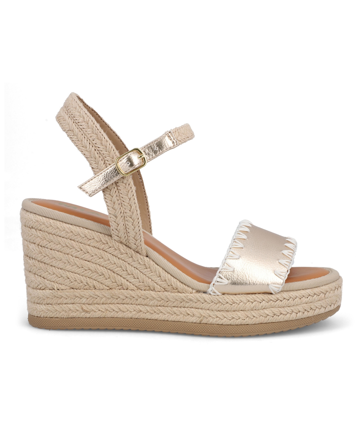 Mia Becky Ankle Strap Espadrille Platform Wedge Sandal In Natural,gold