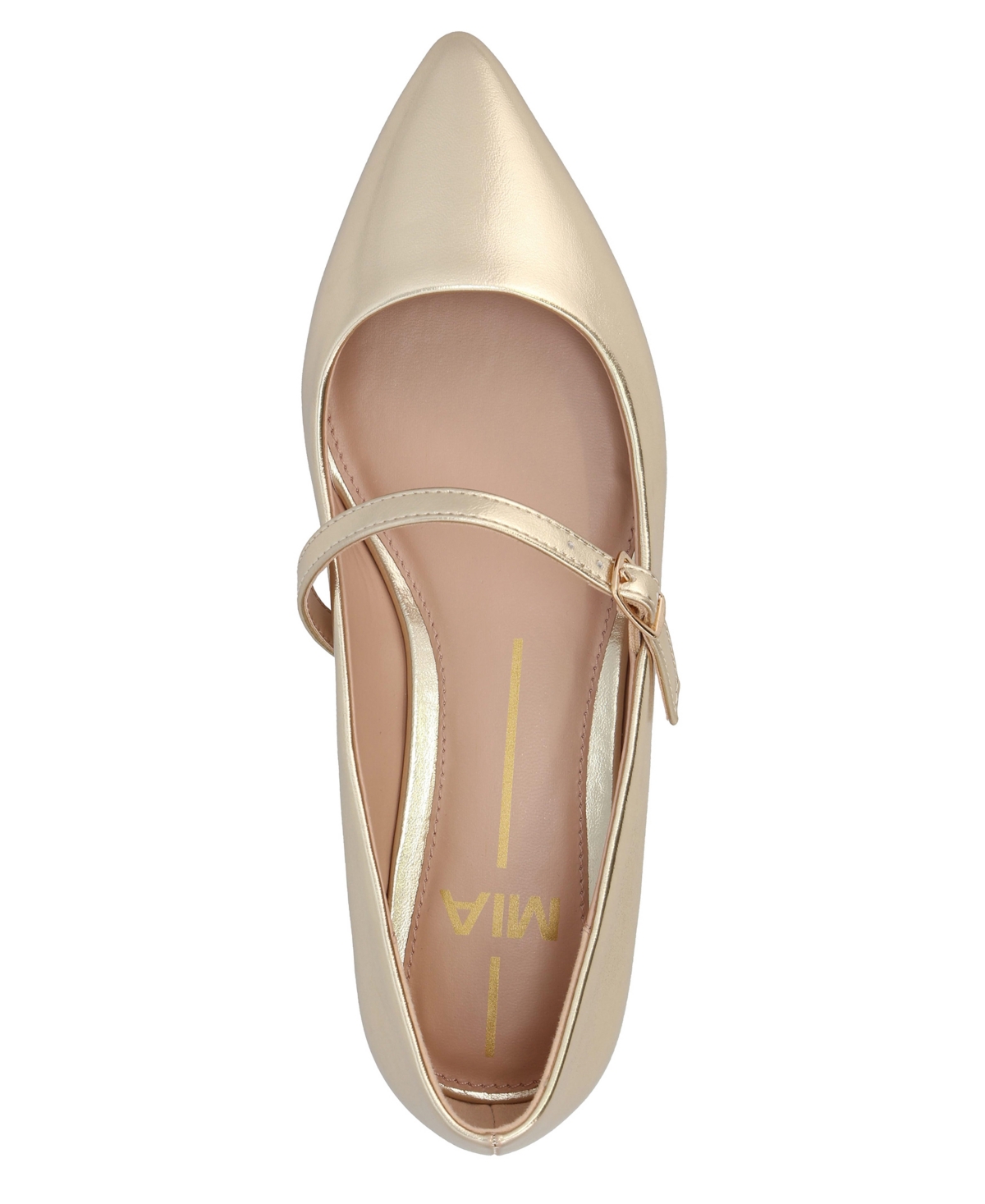 Mia Aviba Mary Jane Pointed Toe Flat In Gold