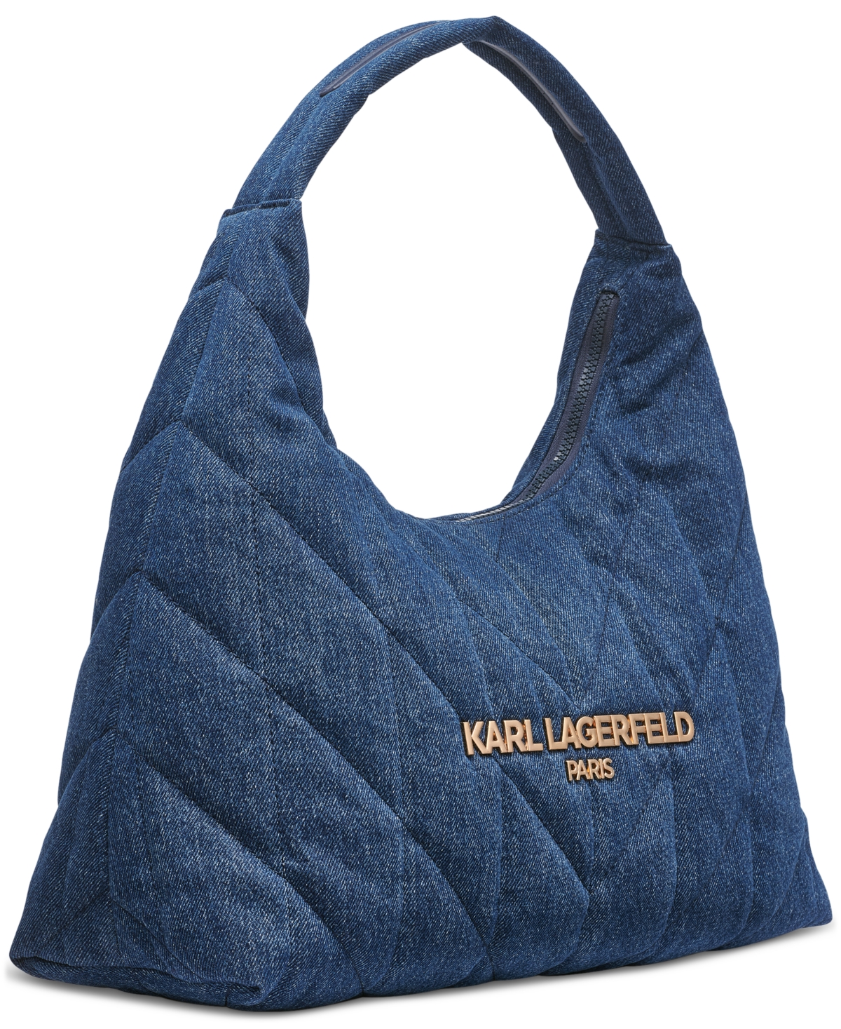 KARL LAGERFELD VOYAGE QUILTED DENIM HOBO BAG 