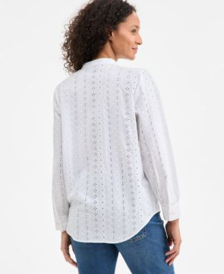 Women's Cotton Eyelet-Embroidered Blouse